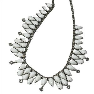 Vintage 1950s Milk glass crystal choker party necklace wedding prom
